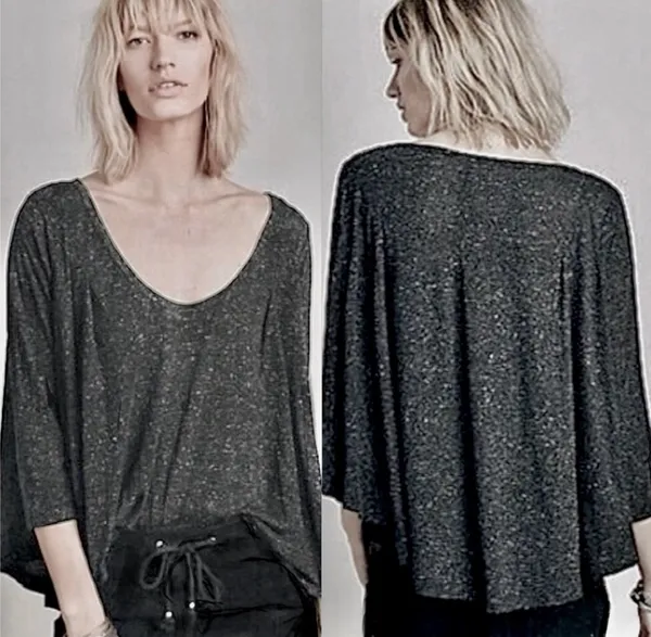 Free People We the Free NWOT Tambourine Scoop Neck Marled Gray Tee Shirt, XS - Image 2