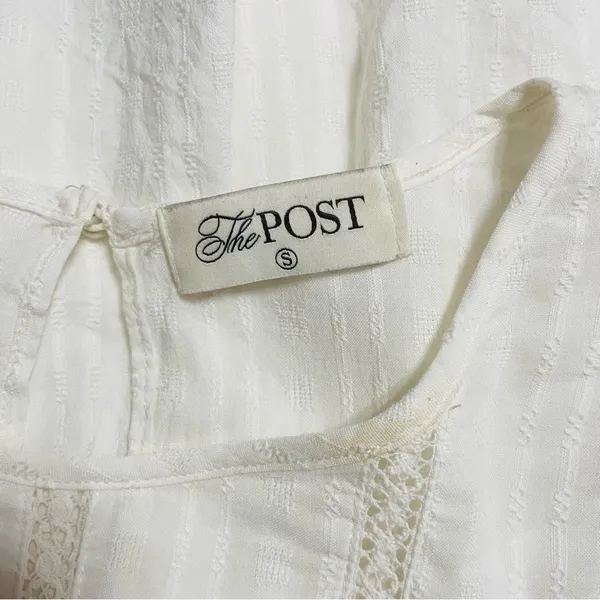 The Post White Ruffle Lace Trim Mini Dress Women’s Small Cotton Rayon - Image 9