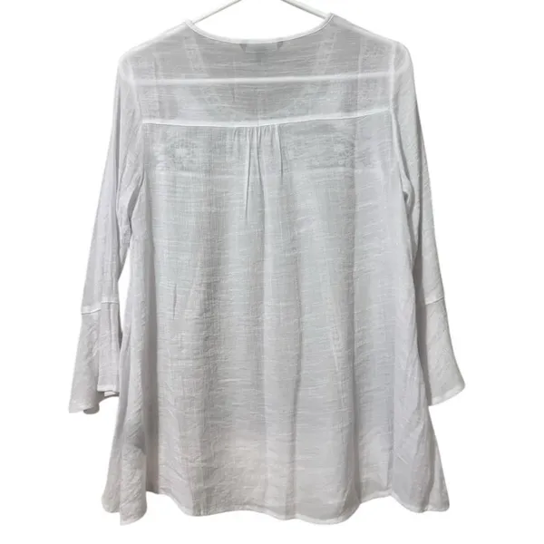 Zac & Rachel Floral Embroidered Tunic Top White‎ Lightweight Flowing Size Small - Image 2