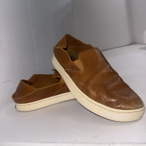 Olukai Leather Pehuea Slip On Sneaker Gorpcore Boho Convertible Shoes Brown Sz 8 - Image 8
