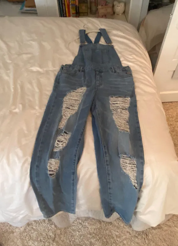 Dance & Marvel Distressed Denim Overalls in Size Medium - Image 3