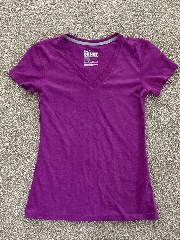 Nike Dri-FIT XS V-Neck Athletic Tee 2 Shirt Bundle Purple Navy Workout Gym - Image 3