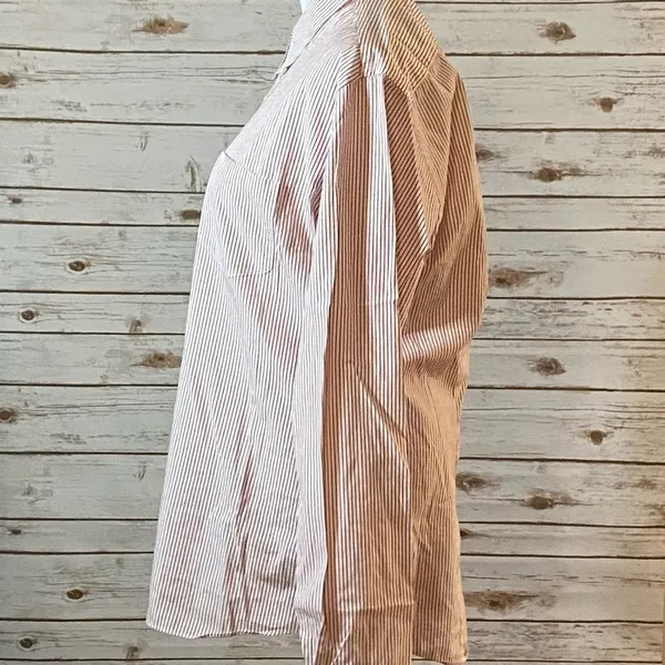 J Brand classic red/white striped long sleeve button-down shirt Size XL - Image 5