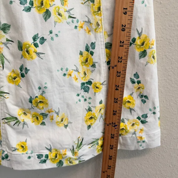 Alice + Olivia Maryann Tie Shoulder Mini Dress Yellow Floral White Denim Size 0 - Image 12
