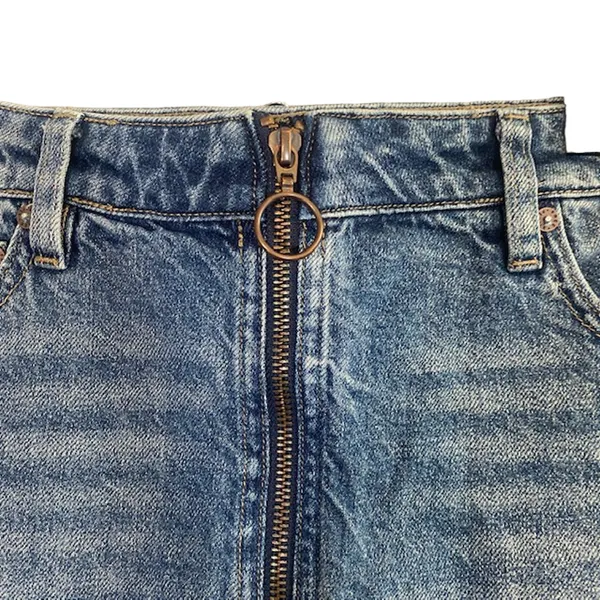 Free People We The Free Women’s Zip It Up Denim Jean Skirt 100% Cotton Size 30 - Image 4