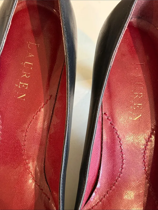 Ralph Lauren LAUREN RL Classic Black Leather Square-Toe Pumps 8AA Preppy Old Money Minimalist - Image 8