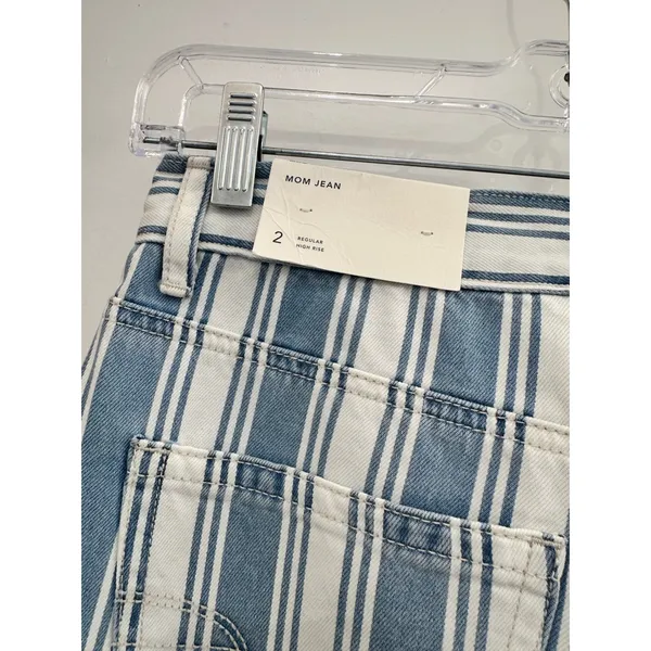 American Eagle Mom Jean Retro Indigo Stripe High Rise Denim Pants Size 2‎ NWT - Image 8