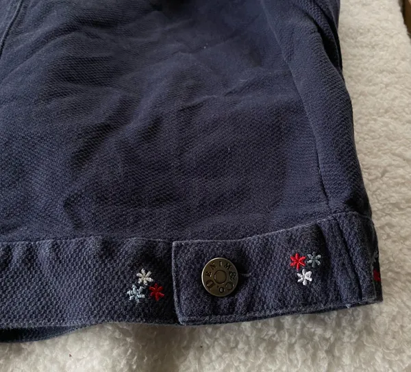 Denim & Co Navy Blue Jean Jacket Embroidered Flowers Red White Blue Patriotic 1X - Image 7