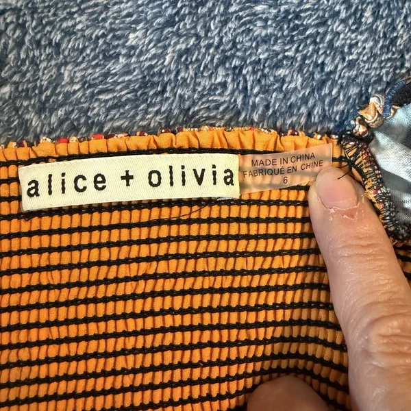 Alice Olivia Julissa Mini Dress Women’s‎ 6 Empire Waist Puffed Sleeve Smocked - Image 8