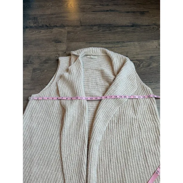 Womens LOFT sleeveless sweater draped vest oatmeal knit shawl cozy size M/L‎ - Image 10