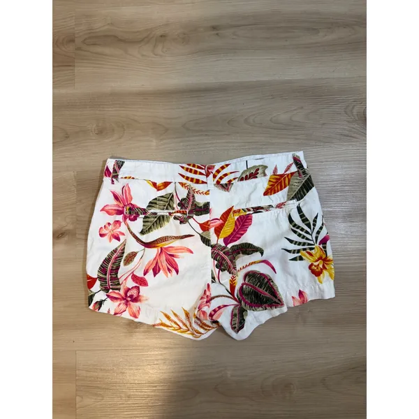 Old Navy Everyday Short Womens 8 White Floral‎ Mid Rise Linen Blend Tropical - Image 9