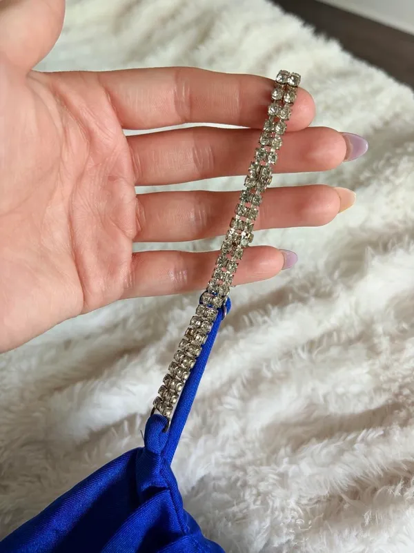 Blue corset top with rhinestone straps - Image 5
