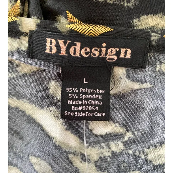 By Design Womens Black Gold Sleeveless Animal Print Blouse NEW Size Large - Image 7