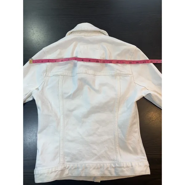 Abercrombie & Fitch White Denim Trucker Jacket Womens XS 144J0317 Stretch Cotton - Image 17