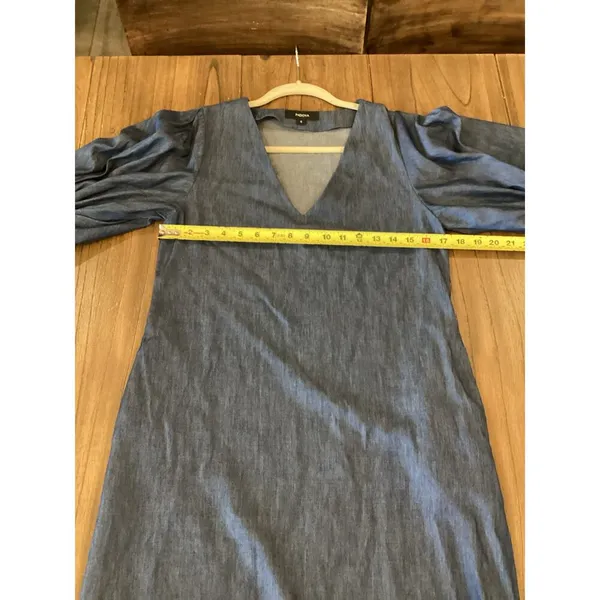 Padova Colombia kaftan denim jean balloon sleeve v neck boho resort Midi dress 6 - Image 6