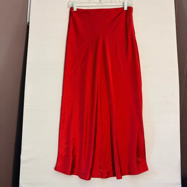 Princess Polly Red Satin Midi Skirt High Waisted Side Zip Size‎ US 4 AU/UK 8 - Image 6