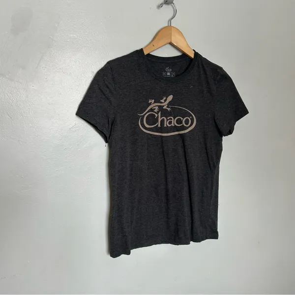 Chaco Women's Charcoal and Pink Logo Tee - Image 2