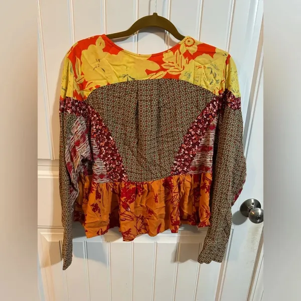 Free People Aloha State of Mind Patchwork Cropped Blouse - Image 7