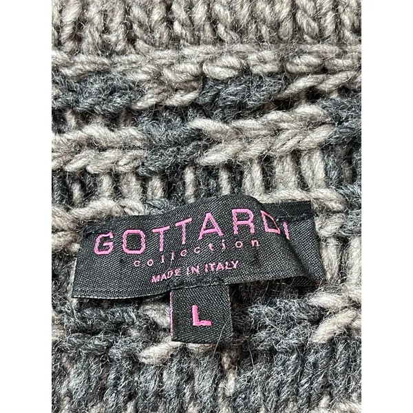 Gottardi Collection Made In Italy Boho Knit Open Front Cardigan Alpaca Wool L - Image 6