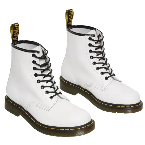 Like New Dr. Martens 1460 Smooth Leather Lace-Up Boots White Size 7 Retail $170 - Image 2