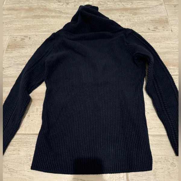 Nautica Navy Blue Cowl Neck Cable Knit Sweater Size Medium - Image 5