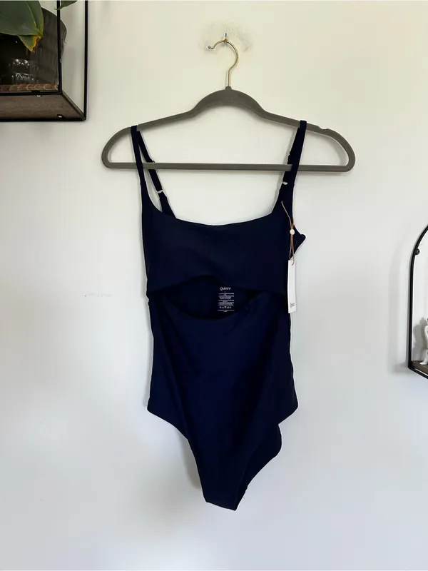 NWT Quince Italian Cut-Out One-Piece Swimsuit / Deep Navy‎ Blue Size Large - Image 2