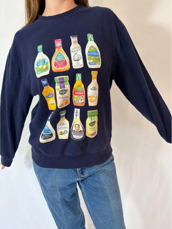 Navy Blue Ranch Bottle Funny Crewneck Oversized Sweatshirt - Image 8