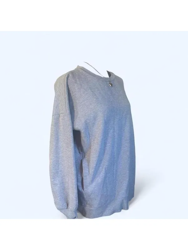 Heather Gray Cozy Minimalist Soft Girl Lounge Sweatshirt Size Medium - Image 3