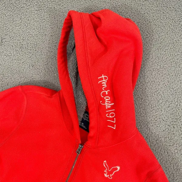 American Eagle Fleece Hoodie Women XL Infrared Lined Y2K‎ Full Zip - Image 2