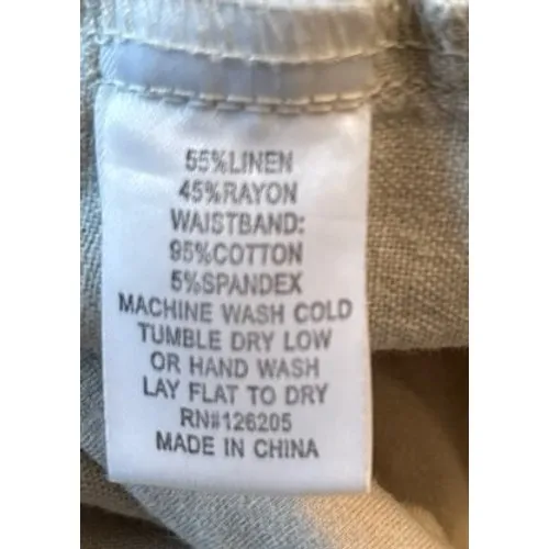 Just Living Women's Beige Wide Leg Linen Casual Pants Size Small - Image 6