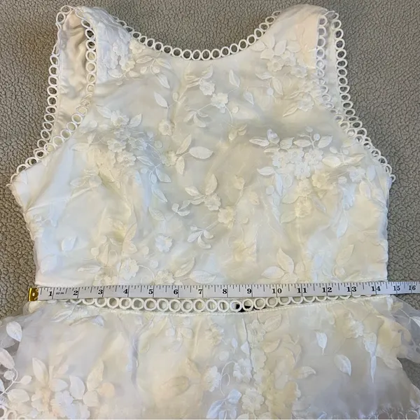 NWOT Lulus Look So Sweet White Floral Embroidered Organza Mini Dress - Image 6