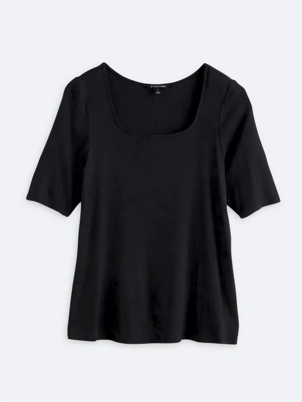 41 Hawthorn Short sleeve soft square neck fitted rib knit top - Image 4
