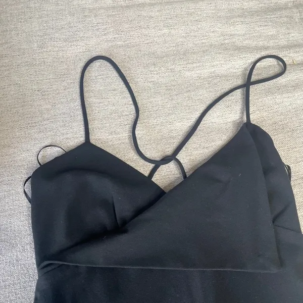 Zara Womens Black Asymmetrical Hem Mini Dress Open Back Strappy XS‎ 2731/242 - Image 3