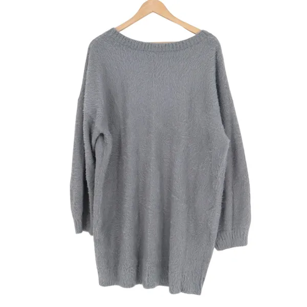 Sweater Womens XL Charcoal Gray Drop Shoulder Long Sleeve Round Neck Pullover - Image 4