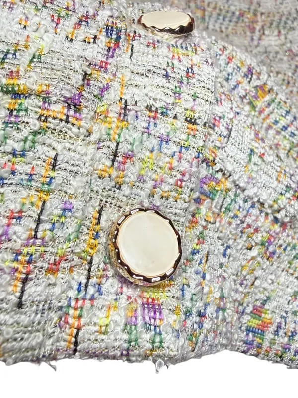 Dazy Multicolor Cropped Tweed Button - Image 3