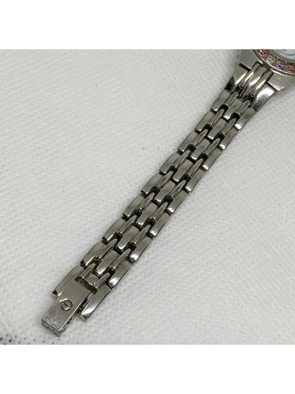 Vintage Elgin women’s watch silver tone mop dial Gemstones quartz 23mm running - Image 6
