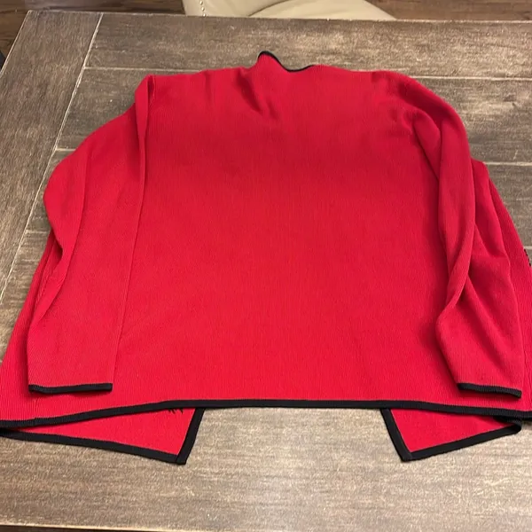 Pendleton Red Open Cardigan w Black‎ Snowflakes Wool Blend XL Tall - Image 8