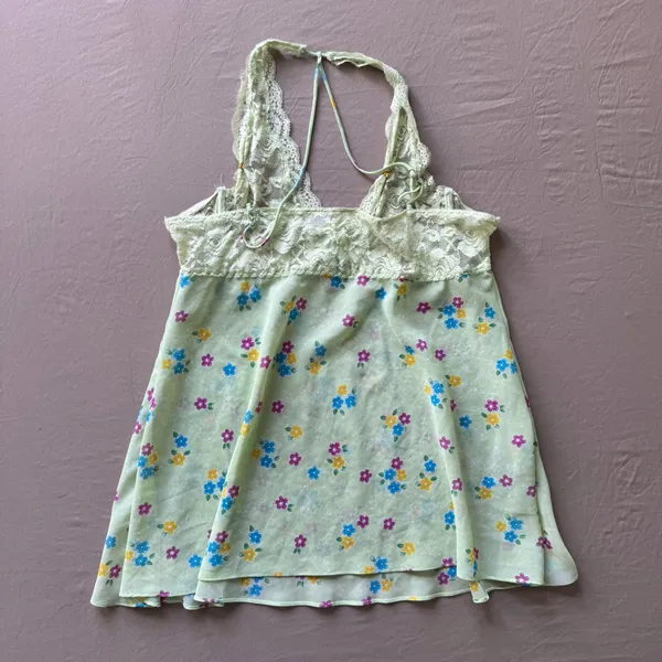 Enchanting Floral Halter Neck Lace Cami Top - Image 4