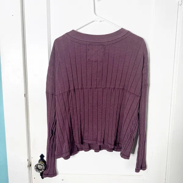 Free People We the Free In the Mix Ribbed Henley Large Buttons Comfy Casual S - Image 10