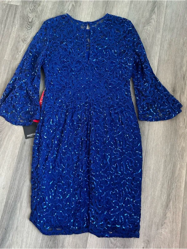 Marina Blue Sequin Lace Dress Size 12 Bell Sleeve Cocktail NWT - Image 6