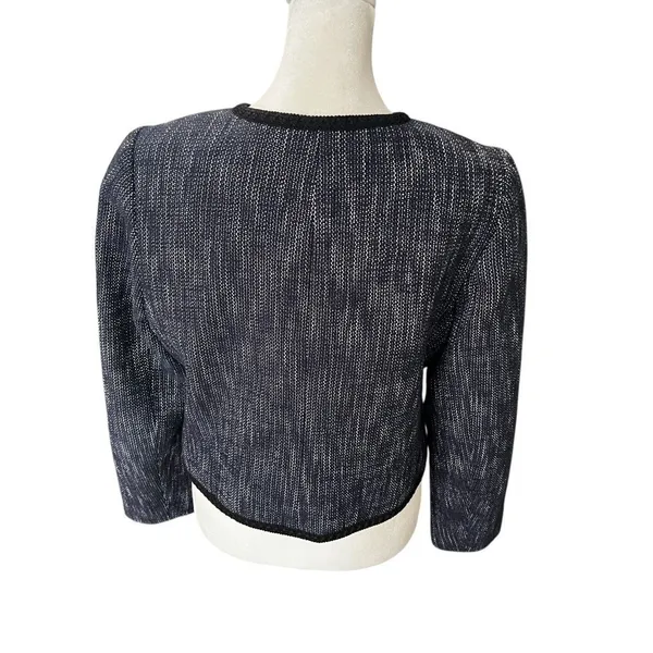 Hobbs London Navy Tweed Boucle Collarless Cropped Jacket Blazer US 8 - Image 5