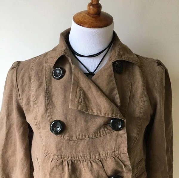 Linen Double Breasted Short Jacket Size XS - Image 3