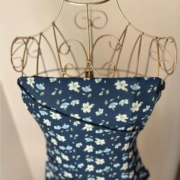 Princess Polly Oscar Strapless Floral Mini Dress Navy Size 8 - Image 6