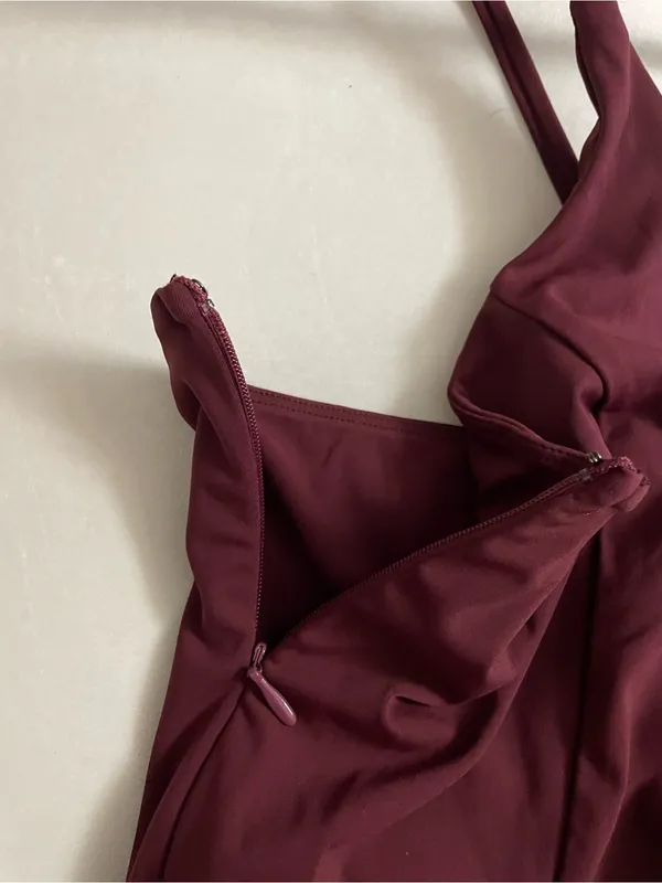 Halara Breezeful Backless, Side Zipper Sleeveless Wide Leg Jumpsuit Deep Plum L - Image 13