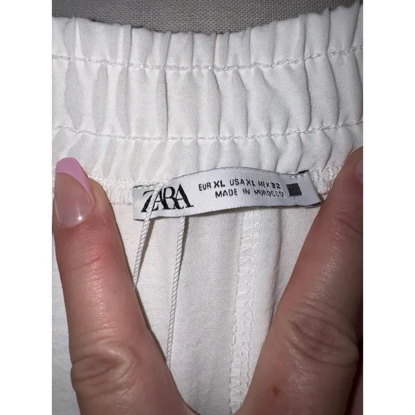Zara White Wide Leg Wrap Split Front Tie Waist Pants 0264/159 XL‎ NEW - Image 6