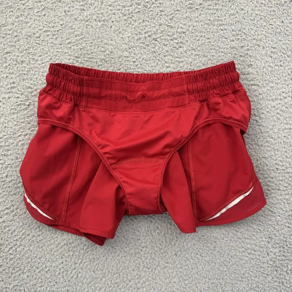 Lululemon Hotty Hot Shorts Low Rise 4" Dark Red Athletic Athleisure Women's 6 - Image 4