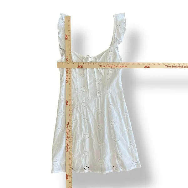 White Fox White Summer Crush Mini Dress Size Small Ruffled‎ Frill Sleeve - Image 3