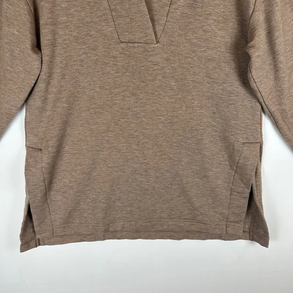 Haven Well Within Brown Johnny Collar V-Neck Pullover Sweatshirt Pockets Small - Image 7