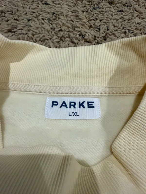 Parke varsity mockneck sweatshirt summer land yellow and pink L/XL - Image 4