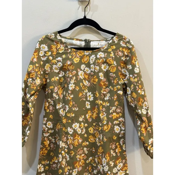 Flora‎ Bea Size Small Multi-Color Danniella Dress in Whiskey Floral 3/4 Sleeves - Image 4